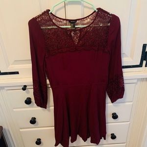 Forever 21 Maroon Lace Skater Dress